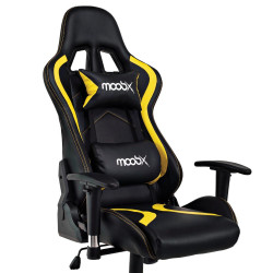 Cadeira Gamer Reclinável Moob Thunder Com Almofadas para Lombar e Pescoço Braços 2D Preto/Amarelo