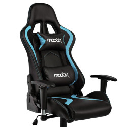 Cadeira Gamer Reclinável Moob Thunder Com Almofadas para Lombar e Pescoço Braços 2D Preto/Azul