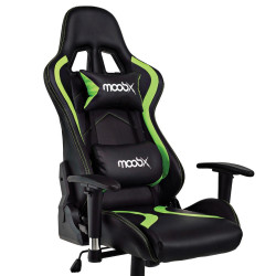 Cadeira Gamer Reclinável Moob Thunder Com Almofadas para Lombar e Pescoço Braços 2D Preto/Verde