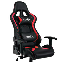 Cadeira Gamer Reclinável Moob Thunder Com Almofadas para Lombar e Pescoço Braços 2D Preto/Vermelho