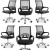 Conjunto com 6 Cadeiras Diretor Madri Tela Preta para Sala de Reunião